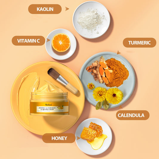 Turmeric vitamin C cleaning facial mask Turmeric mud facial mask deep cleaning facial mask Vitamin C smearing facial mask Perfect gift for Christmas, Halloween, Carnival, Valentine's Day and New Year, Pore Refining,, Spalike,