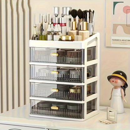 Makeup Organizer for Vanity, Large Capacity Desk Storage Box with Drawer for Dresser, Bathroom & Countertop, Great Holder for Cosmetics, Perfume, Skincare & Toiletries