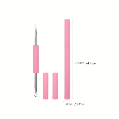 [Silicone Needle Tool] Double-Ended Silicone Needle Tool - Gentle, Fragrance-Free, All Light Beige Types, Ergonomic Design for Easy & Safe Blackhead Removal, Skincare Accessory, Sleek Beauty Tool, Durable