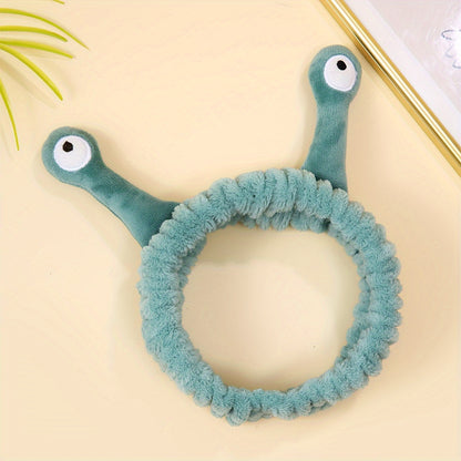 1pc Snail Eyes Headband Plush Hair Band Cute Cartoon Headdress Stretchy Headband For Washing Face Skincare Women Female Hair Accessories