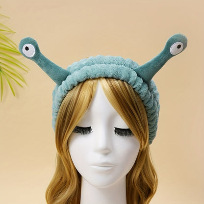 1pc Snail Eyes Headband Plush Hair Band Cute Cartoon Headdress Stretchy Headband For Washing Face Skincare Women Female Hair Accessories