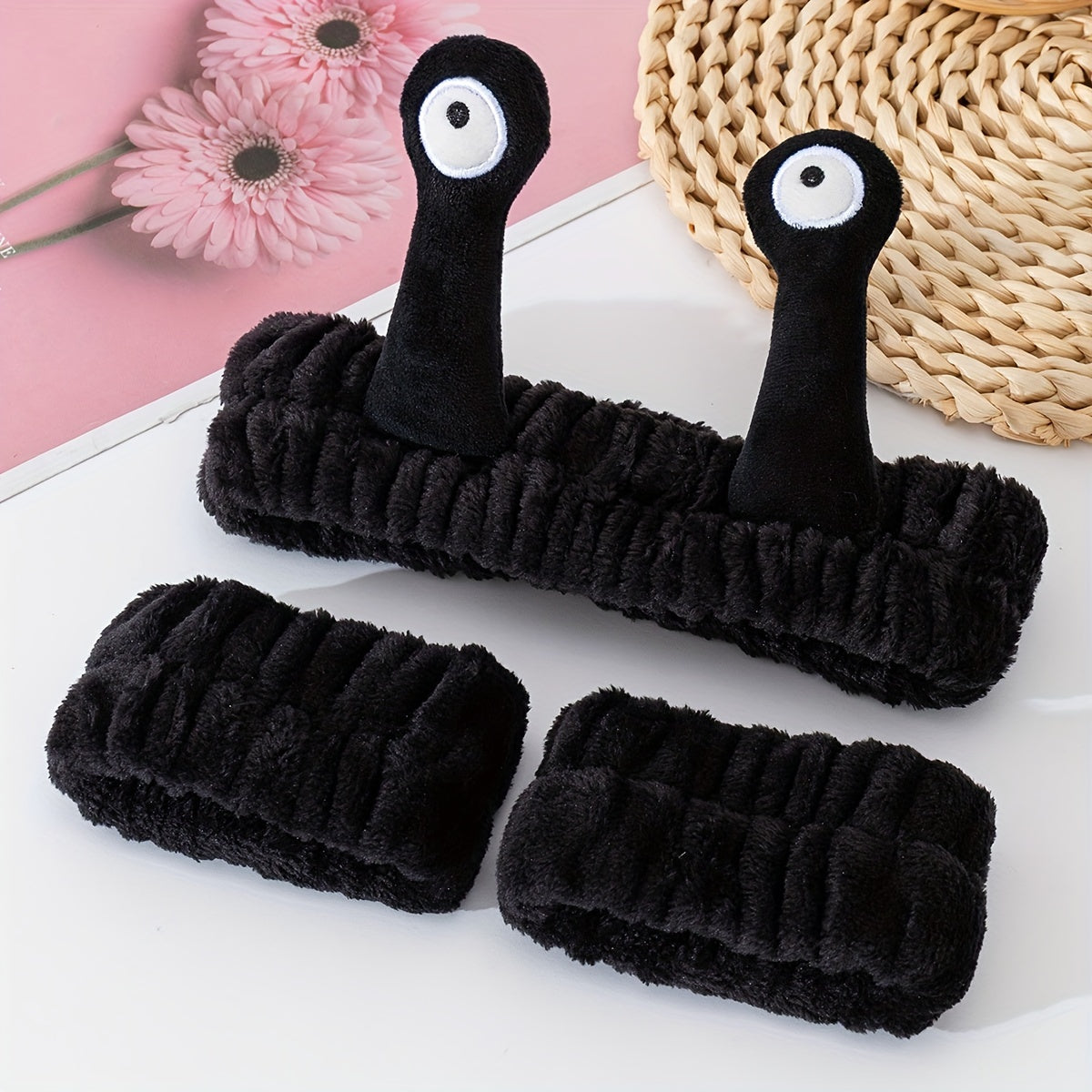 1pc Snail Eyes Headband Plush Hair Band Cute Cartoon Headdress Stretchy Headband For Washing Face Skincare Women Female Hair Accessories