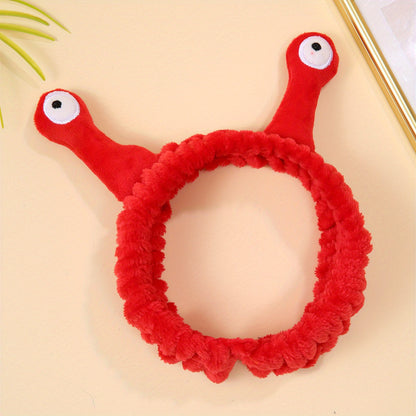1pc Snail Eyes Headband Plush Hair Band Cute Cartoon Headdress Stretchy Headband For Washing Face Skincare Women Female Hair Accessories