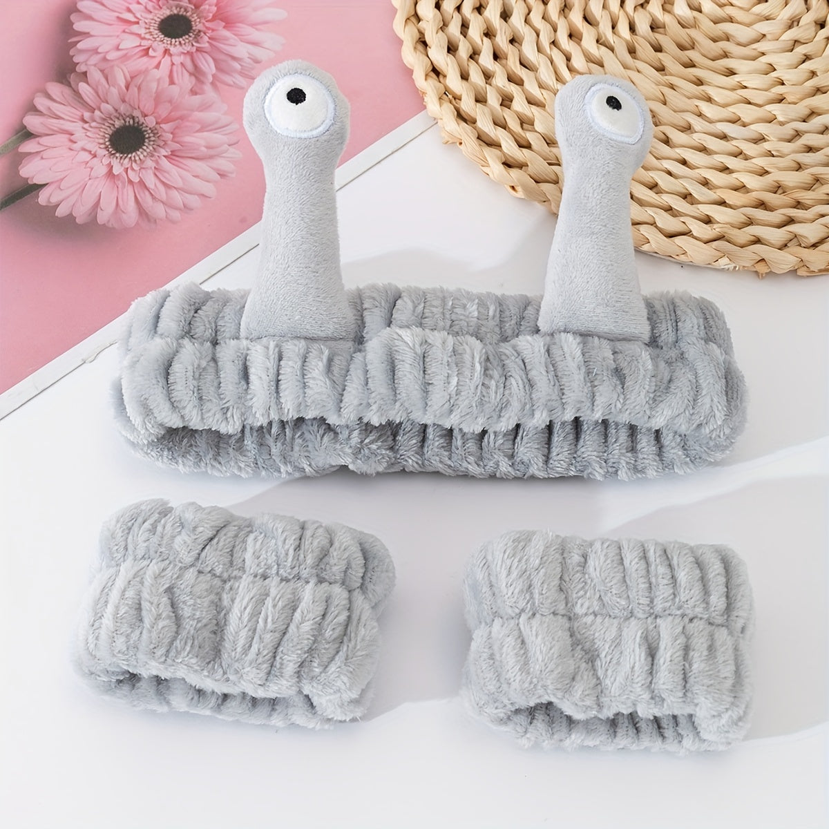 1pc Snail Eyes Headband Plush Hair Band Cute Cartoon Headdress Stretchy Headband For Washing Face Skincare Women Female Hair Accessories