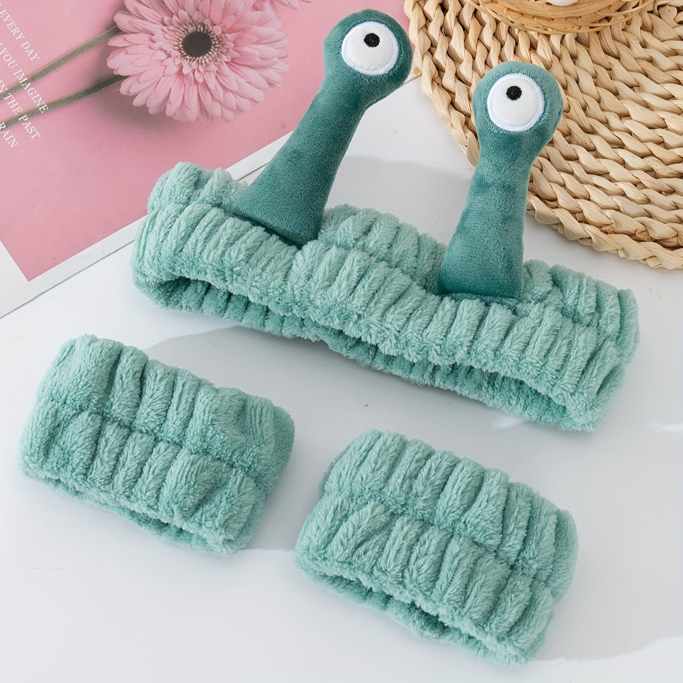 1pc Snail Eyes Headband Plush Hair Band Cute Cartoon Headdress Stretchy Headband For Washing Face Skincare Women Female Hair Accessories