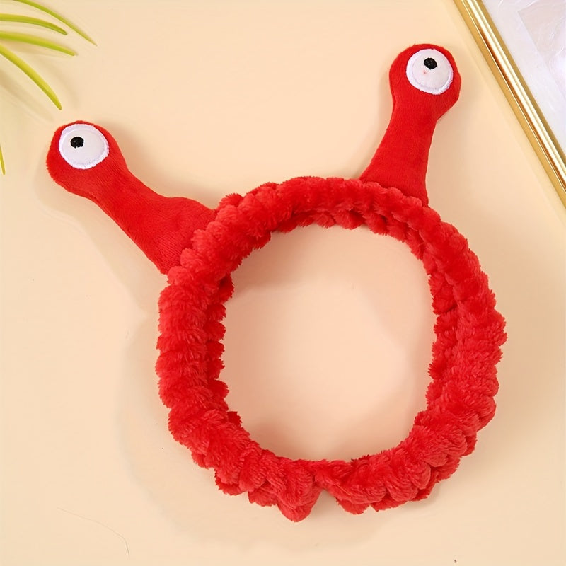 1pc Snail Eyes Headband Plush Hair Band Cute Cartoon Headdress Stretchy Headband For Washing Face Skincare Women Female Hair Accessories