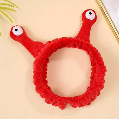 1pc Snail Eyes Headband Plush Hair Band Cute Cartoon Headdress Stretchy Headband For Washing Face Skincare Women Female Hair Accessories