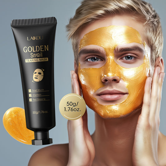 1pc/2pcs LAIKOU Golden Snell Brightening Facial -Off Mask - Formaldehyde-Free with Glycerin, Hypoallergenic Exfoliating Mask for All Light Beige Types, 50g/1.76oz, Unisex Skincare Gift for Holidays & Birthdays, Facial Light B