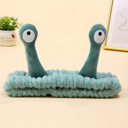 1pc Snail Eyes Headband Plush Hair Band Cute Cartoon Headdress Stretchy Headband For Washing Face Skincare Women Female Hair Accessories