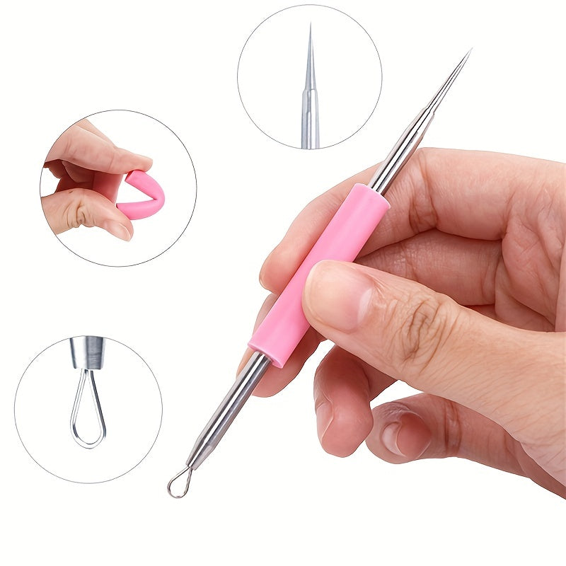 [Silicone Needle Tool] Double-Ended Silicone Needle Tool - Gentle, Fragrance-Free, All Light Beige Types, Ergonomic Design for Easy & Safe Blackhead Removal, Skincare Accessory, Sleek Beauty Tool, Durable