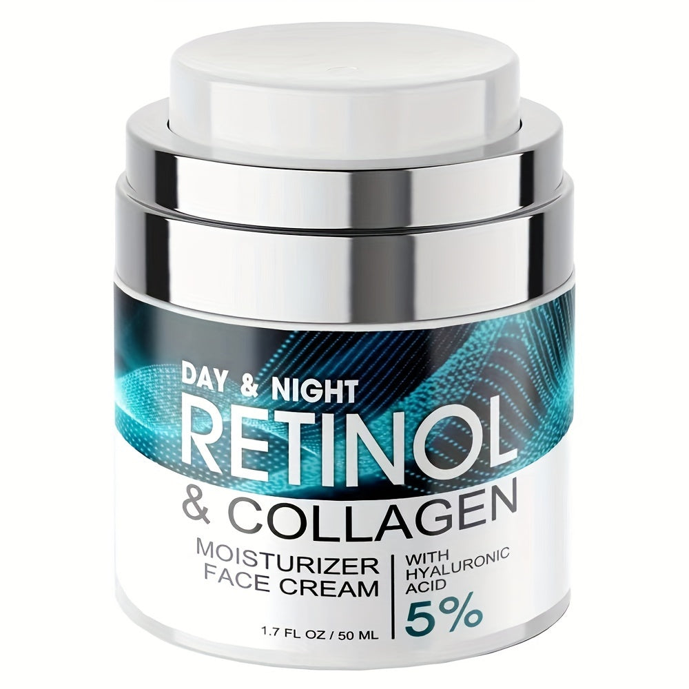 1pc 1.69oz Retinol Moisturizing Cream with Collagen, Hyaluronic Acid & Vitamin E - Hypoallergenic Face Moisturizer for Dry Light, Improves Elasticity, Hydrating Lotion for Women & Men, All Light Types, Daily Skincare, Sleek J