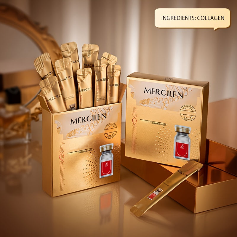 1 Box SLEEPING MASK, Type III Collagen Peptide Sleep Mask, Moisturizing, Firming, Soft And Delicate Light Beige Travel Essential，skincare