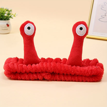 1pc Snail Eyes Headband Plush Hair Band Cute Cartoon Headdress Stretchy Headband For Washing Face Skincare Women Female Hair Accessories