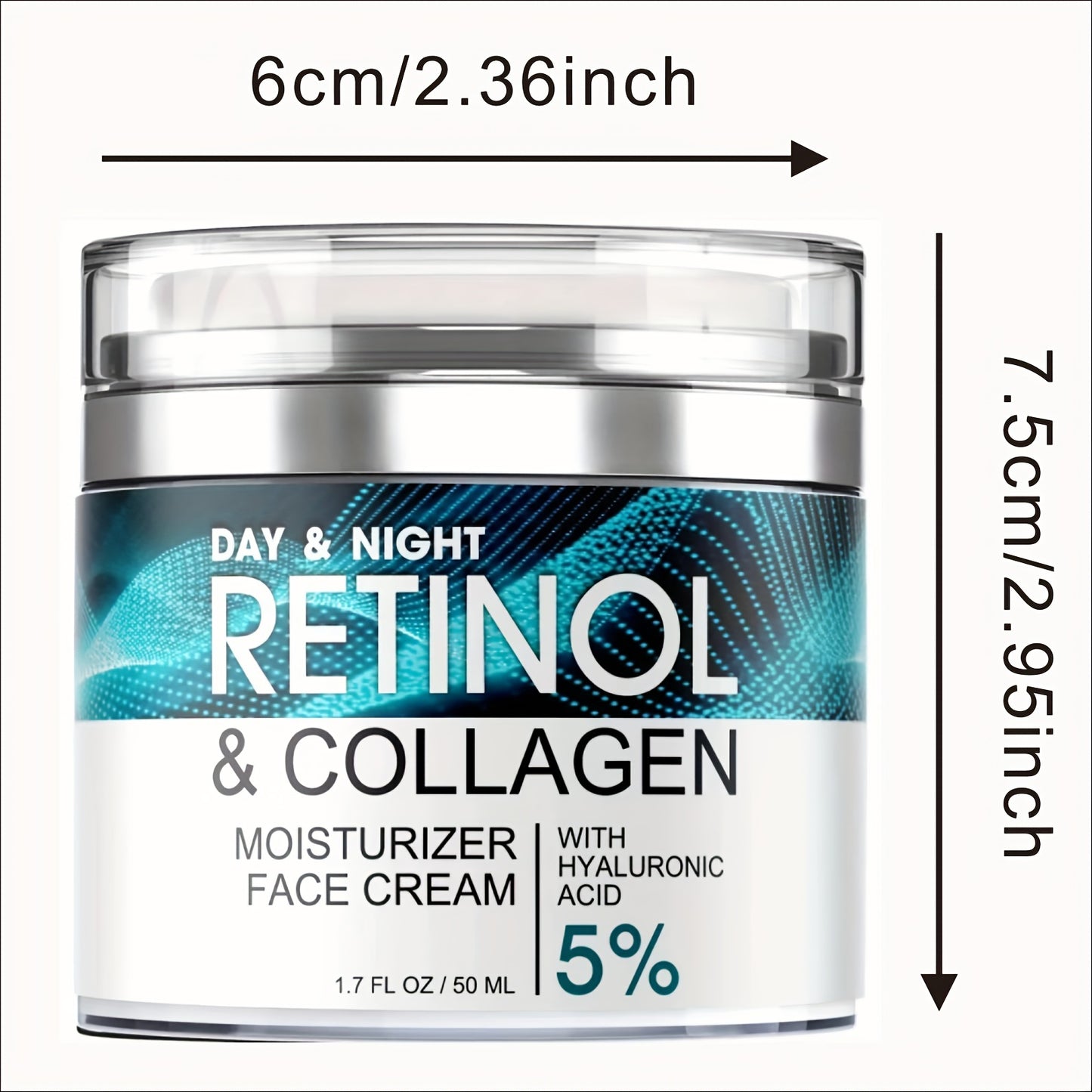 1pc 1.69oz Retinol Moisturizing Cream with Collagen, Hyaluronic Acid & Vitamin E - Hypoallergenic Face Moisturizer for Dry Light, Improves Elasticity, Hydrating Lotion for Women & Men, All Light Types, Daily Skincare, Sleek J
