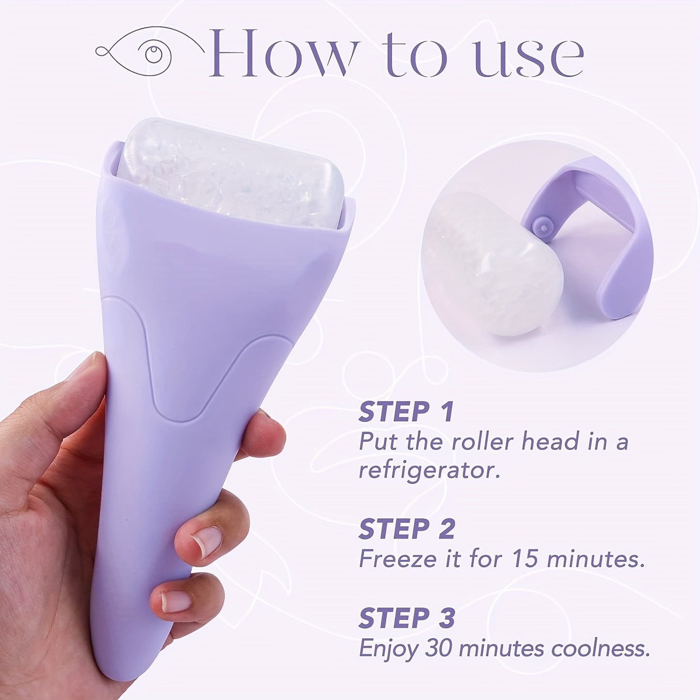 Large Ice Roller/Massager Facial Cooling Beauty Tool, Ice Roller for Face And Eye, Athome Spa, Skincare Routine, Handheld Massager, Ergonomic Grip, Durable Material, Smooth Rolling, Cold Tool, Skincare Device, Skincare Enthus