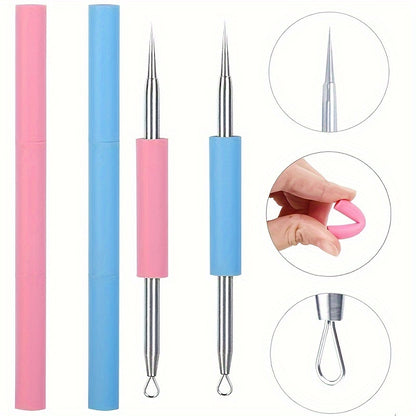 [Silicone Needle Tool] Double-Ended Silicone Needle Tool - Gentle, Fragrance-Free, All Light Beige Types, Ergonomic Design for Easy & Safe Blackhead Removal, Skincare Accessory, Sleek Beauty Tool, Durable