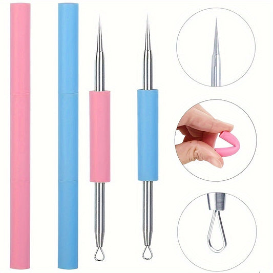 [Silicone Needle Tool] Double-Ended Silicone Needle Tool - Gentle, Fragrance-Free, All Light Beige Types, Ergonomic Design for Easy & Safe Blackhead Removal, Skincare Accessory, Sleek Beauty Tool, Durable