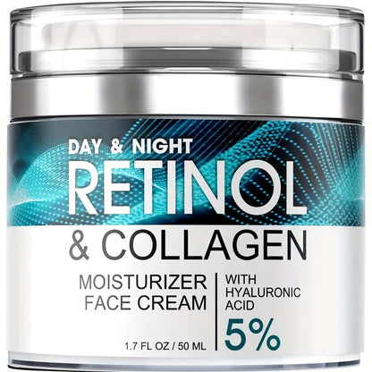 1pc 1.69oz Retinol Moisturizing Cream with Collagen, Hyaluronic Acid & Vitamin E - Hypoallergenic Face Moisturizer for Dry Light, Improves Elasticity, Hydrating Lotion for Women & Men, All Light Types, Daily Skincare, Sleek J