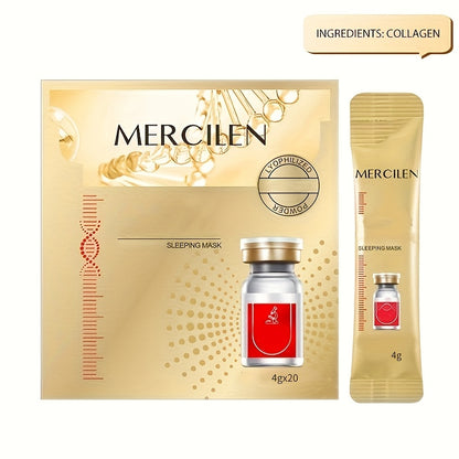 1 Box SLEEPING MASK, Type III Collagen Peptide Sleep Mask, Moisturizing, Firming, Soft And Delicate Light Beige Travel Essential，skincare