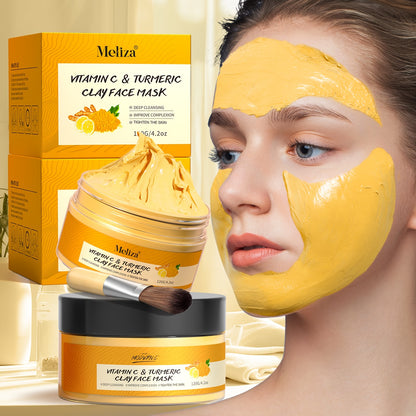 Turmeric vitamin C cleaning facial mask Turmeric mud facial mask deep cleaning facial mask Vitamin C smearing facial mask Perfect gift for Christmas, Halloween, Carnival, Valentine's Day and New Year, Pore Refining,, Spalike,