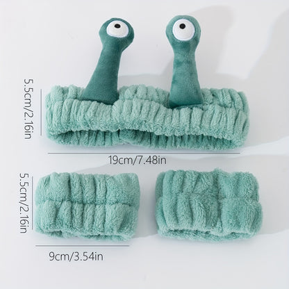 1pc Snail Eyes Headband Plush Hair Band Cute Cartoon Headdress Stretchy Headband For Washing Face Skincare Women Female Hair Accessories